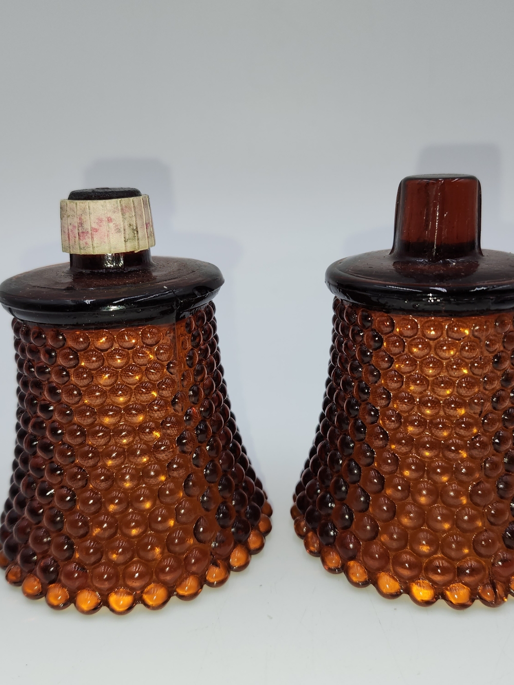 Amber Hobnail Glass Peg Candle Holder Votive
